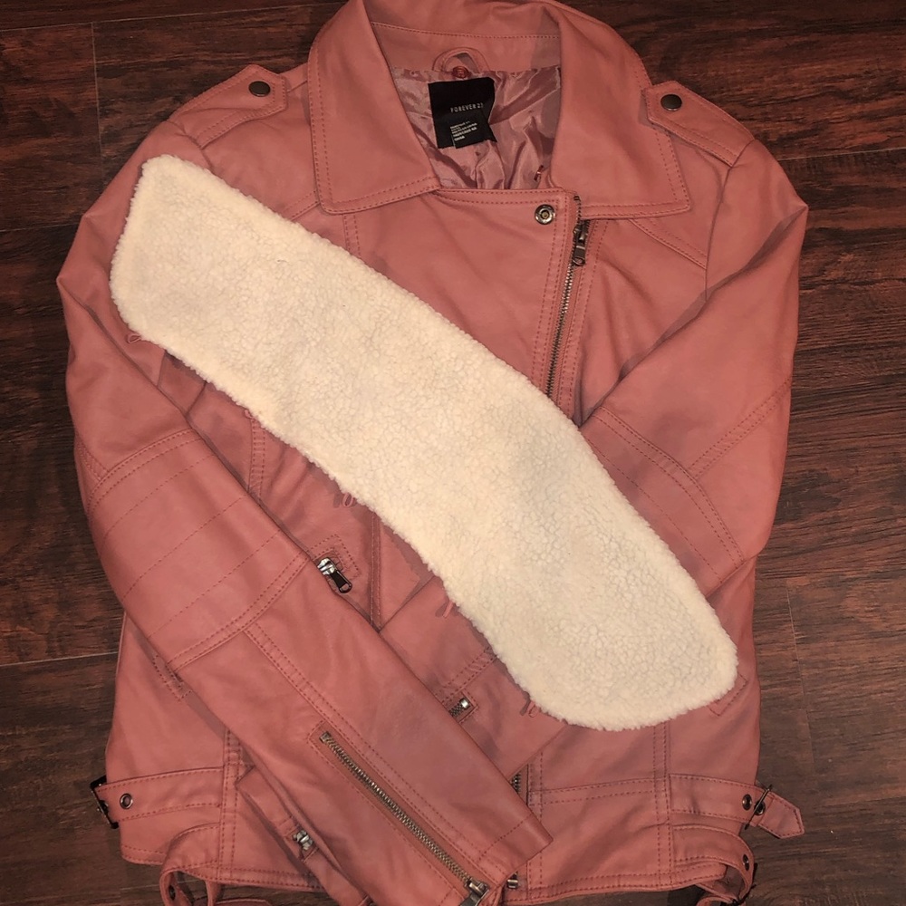 Pink Faux Leather Jacket